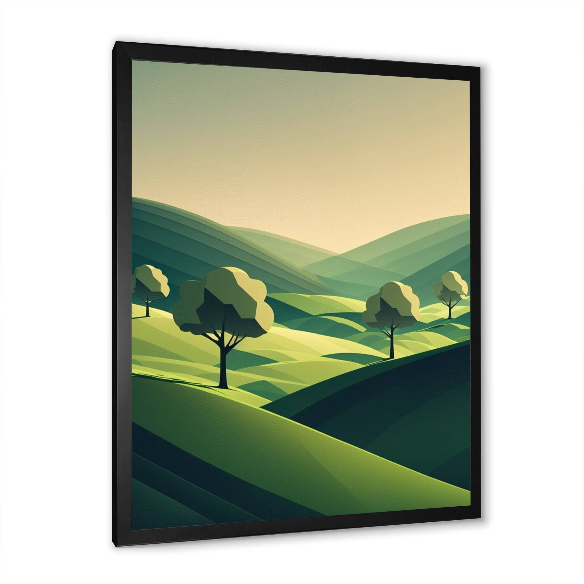 Designart "Spring Trees On The Green Mountains II" Landscape Mountains